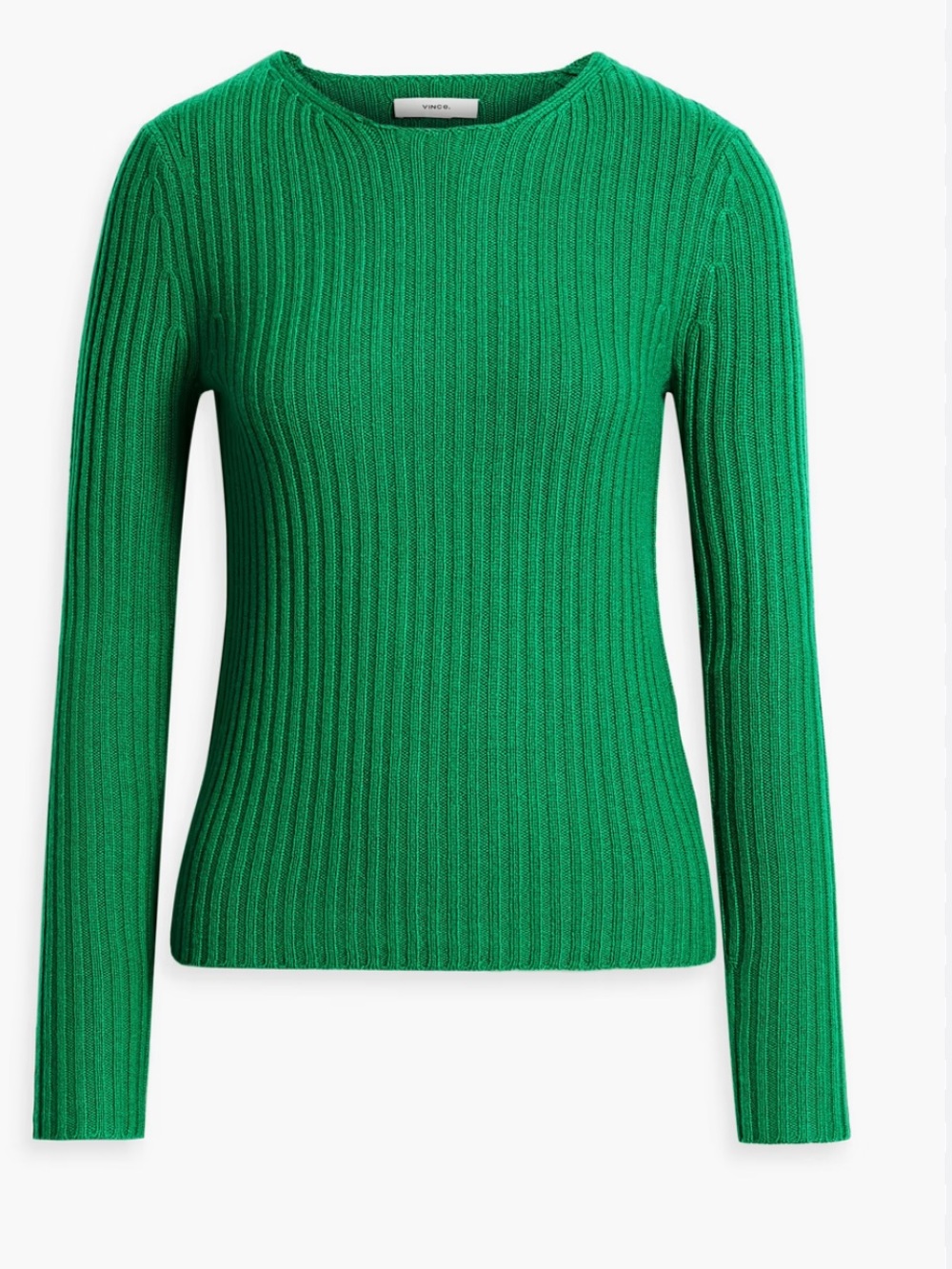 Vince Ribbed Crewneck Sweater in Bright Green